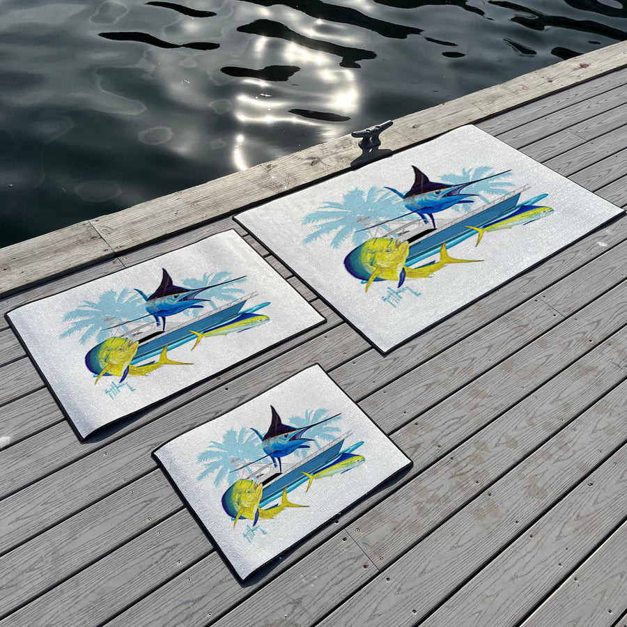 Guy Harvey Blue Marlin & Mahi Custom Indoor/Outdoor Dock Mat