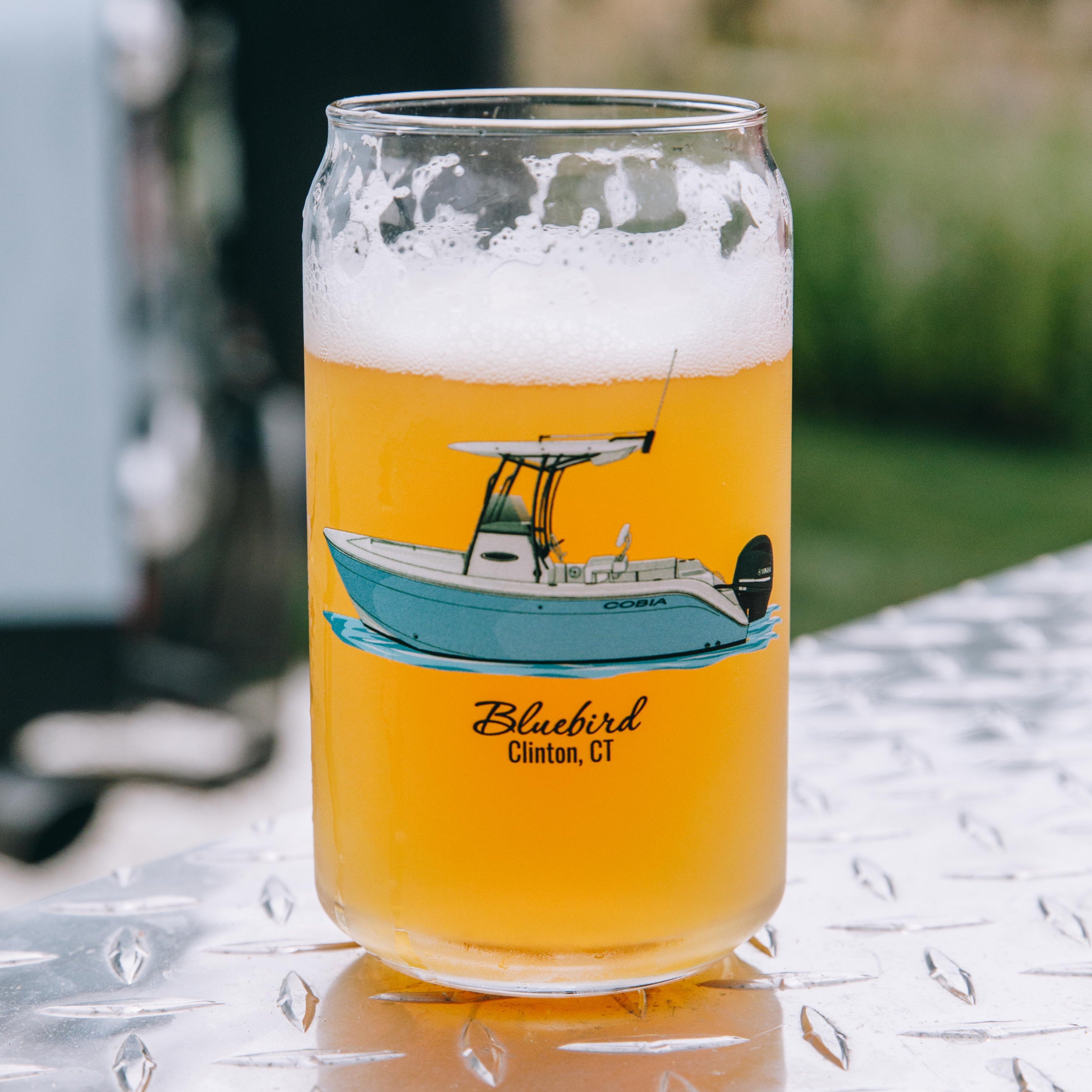 Custom Can Glass With Bamboo Lid and Reusable Straw