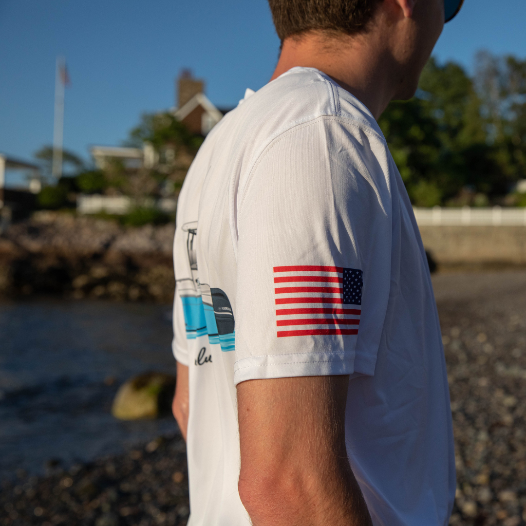 T shirt with american flag on sleeve outlet