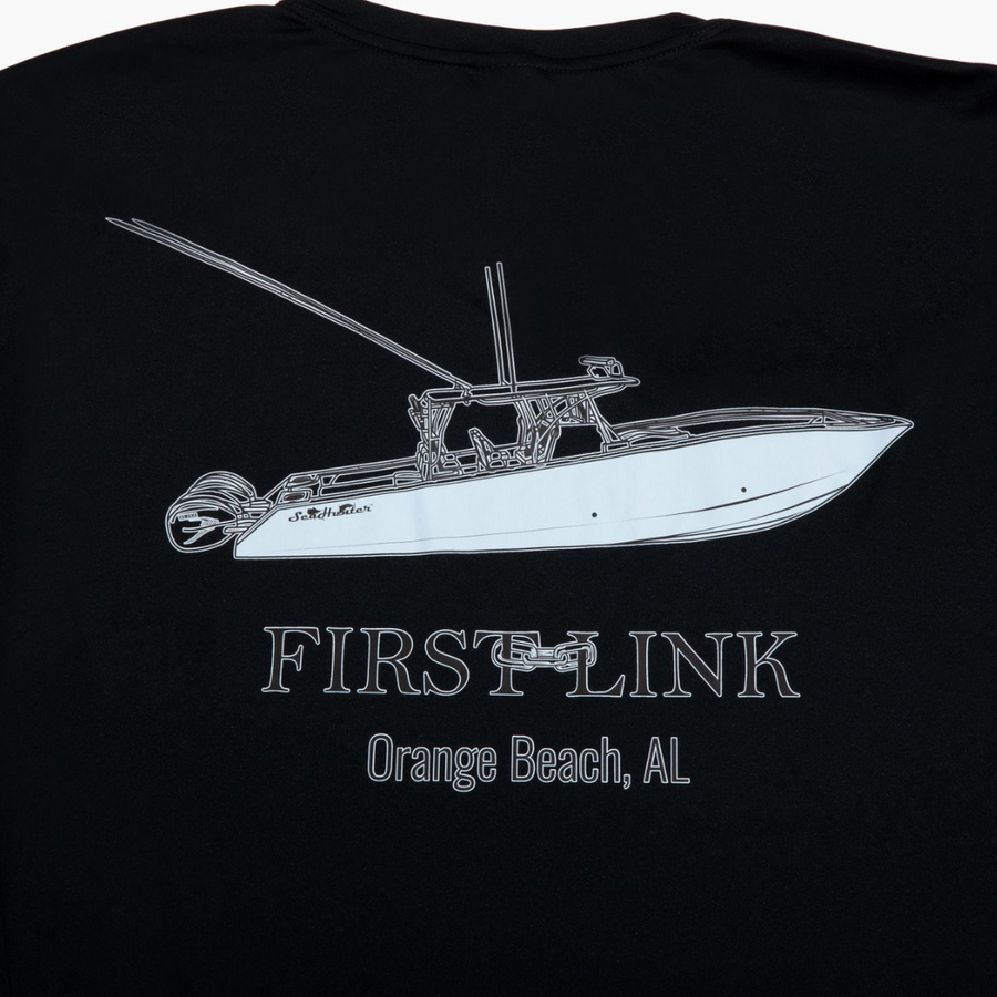 Custom Boat Sketch Sun Shirt SPF 50 Solar Performance Fishing