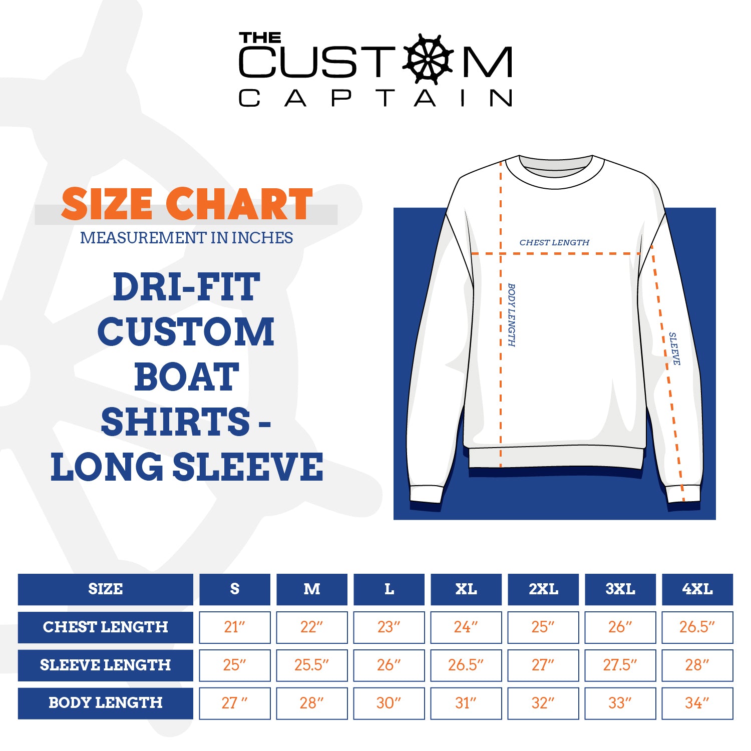 Dri fit shirts size chart online