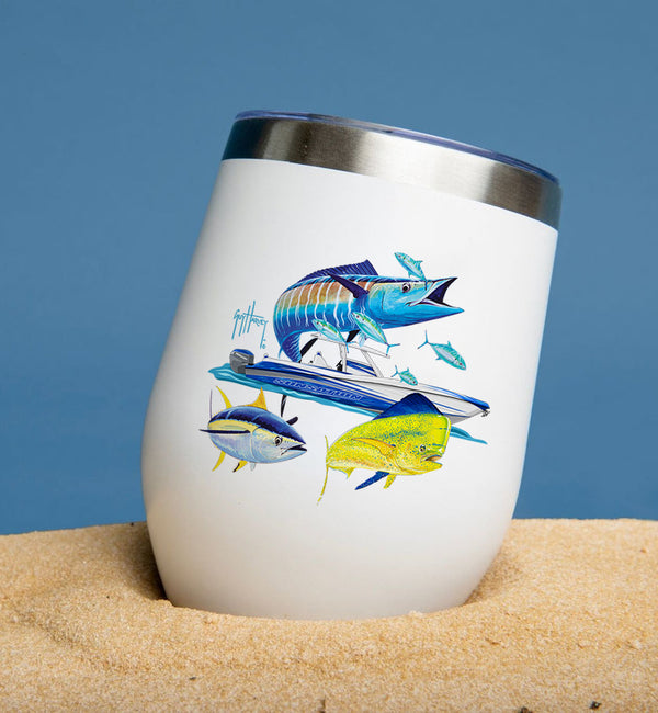 Guy Harvey Wahoo Yellowfin & Mahi Custom Wine Tumblers