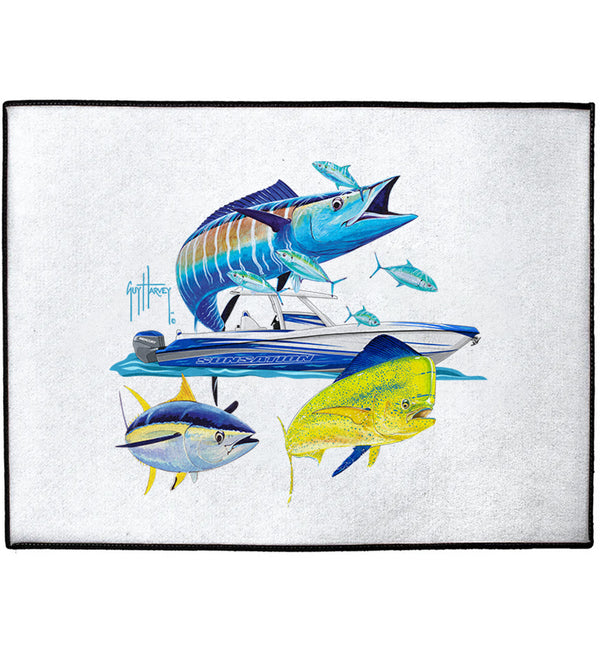 Guy Harvey Wahoo Yellowfin & Mahi Custom Indoor/Outdoor Dock Mat