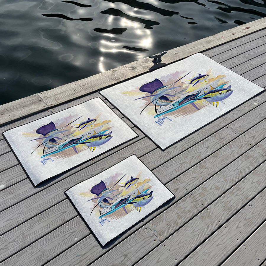 Guy Harvey Sailfish & Yellowfin Tuna Custom Indoor/Outdoor Dock Mat