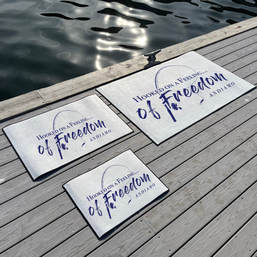 Custom Hooked on Freedom Dock Mat