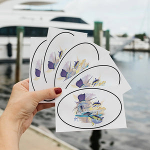 Guy Harvey Sailfish & Yellowfin Tuna Custom Oval Boat Stickers