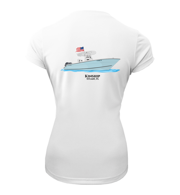 American Flag Women's Dri-Fit Custom Boat Shirts - Short Sleeve